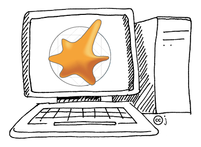 Accessible computing logo - a stretched blob on a computer screen